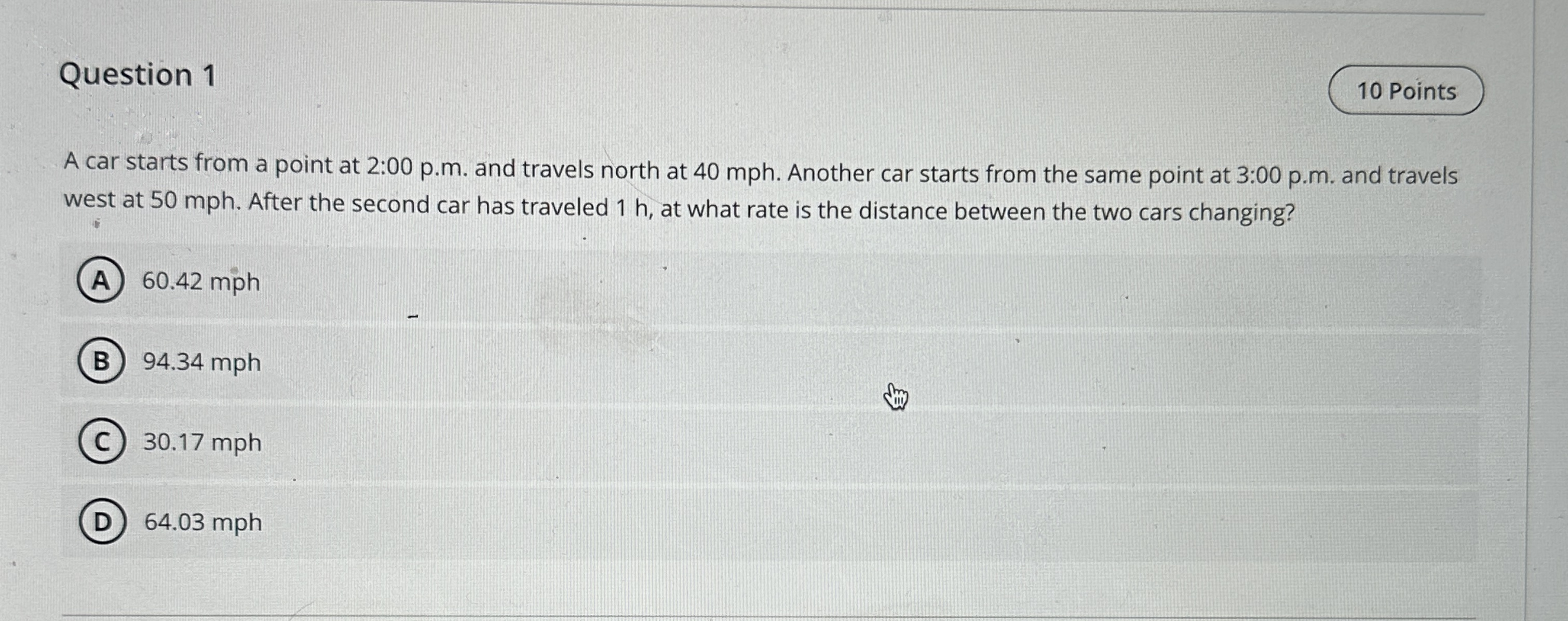 Solved A Car Starts From A Point At 2:00 P.m. And Travels | Chegg.com