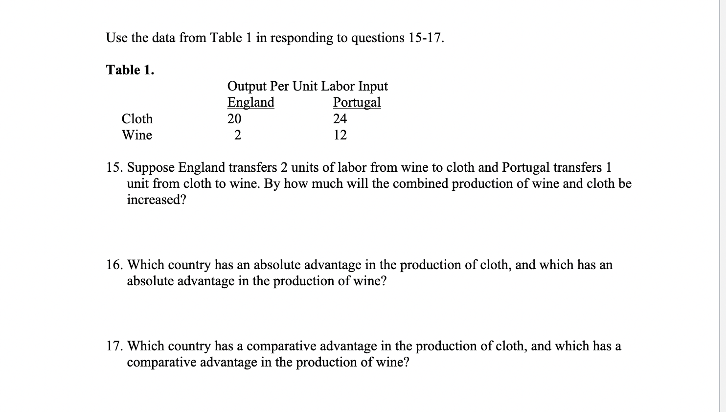 Solved Use The Data From Table 1 In Responding To Questions | Chegg.com