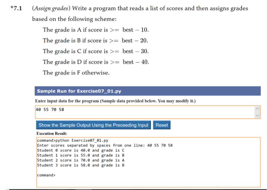 Solved *7.1 (Assign grades) Write a program that reads a | Chegg.com