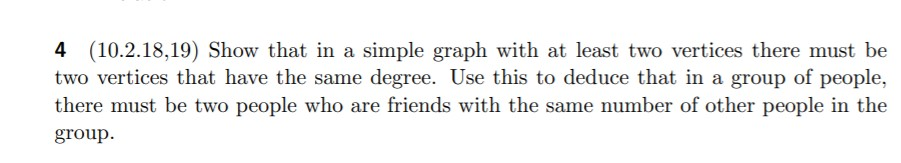 Solved 4 (10.2.18,19) Show that in a simple graph with at | Chegg.com