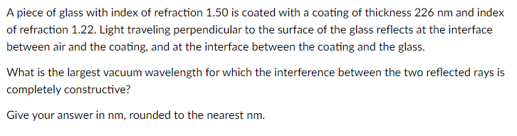 what is the index of refraction for the piece of glass