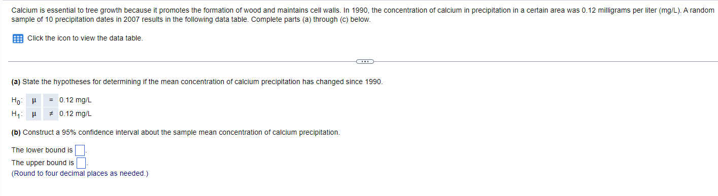 Solved sample of 10 precipitation dates in 2007 results in | Chegg.com