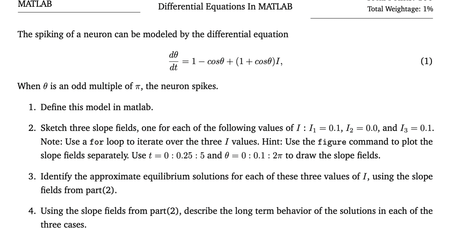 Solved MATLAB Differential Equations In MATLAB Total | Chegg.com