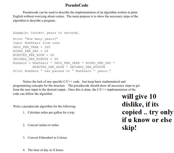 pseudocode algorithm examples