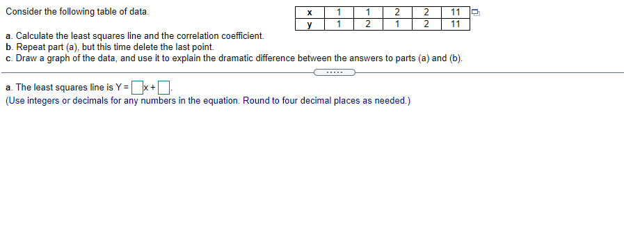 Solved х 1 1 1 2 2 1 11 11 у Consider the following table of | Chegg.com