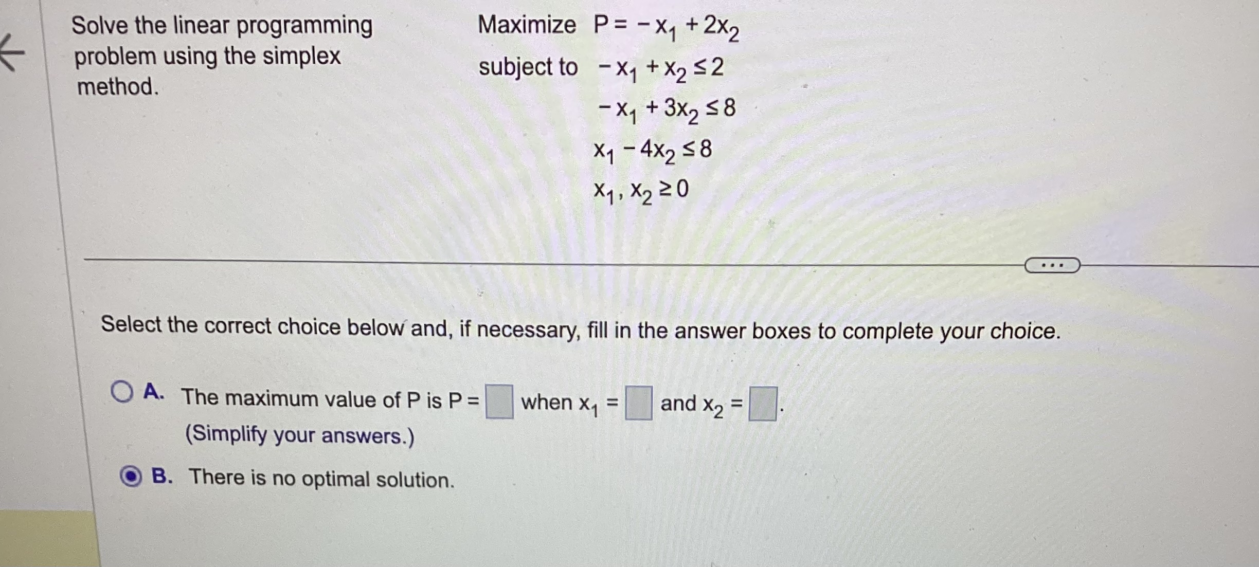 Solved Solve the linear programming problem using the | Chegg.com