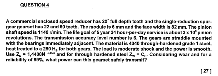 Solved QUESTION 4 A commercial enclosed speed reducer has | Chegg.com