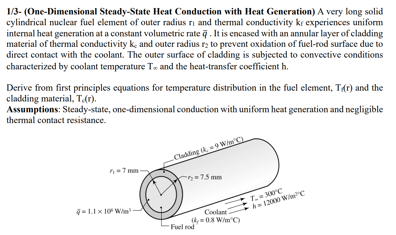 Solved 1/3- (One-Dimensional Steady-State Heat Conduction | Chegg.com