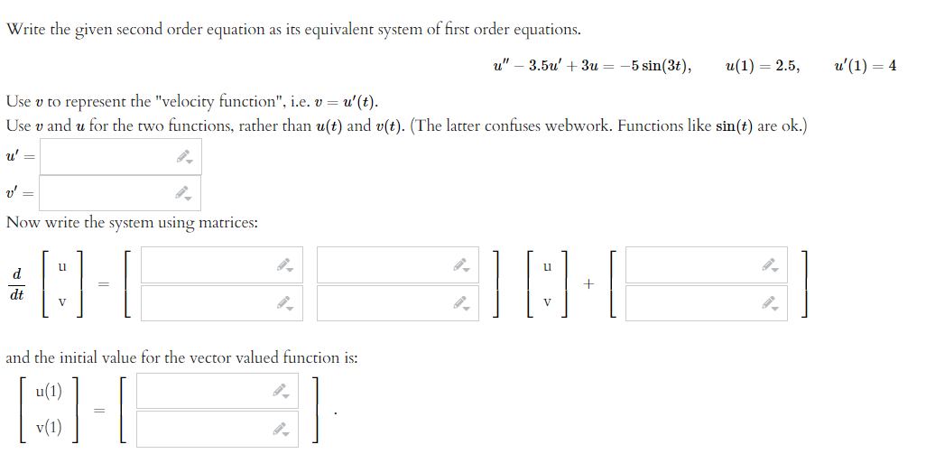 Solved Write the given second order equation as its | Chegg.com