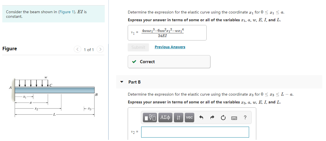 Solved Consider the beam shown in (Figure 1). El is | Chegg.com