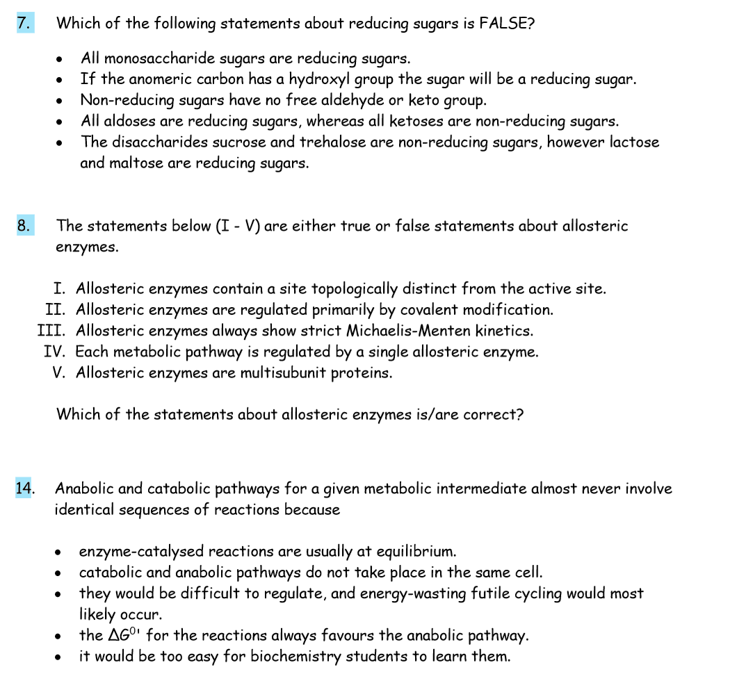 Which Statements About Reducing Sugars Are True Solved 7. Which of the following statements about reducing | Chegg.com