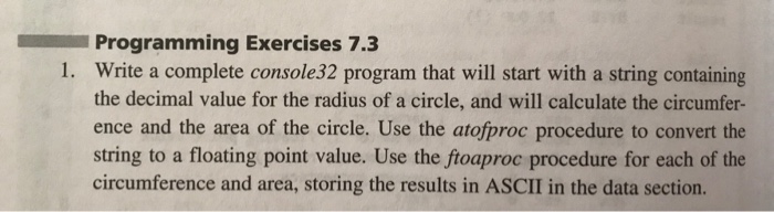 Solved Programming Exercises 7.3 1. Write a complete console | Chegg.com