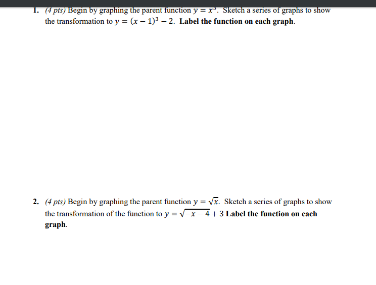 Solved 1 4 Pts Begin By Graphing The Parent Function Y Chegg Com