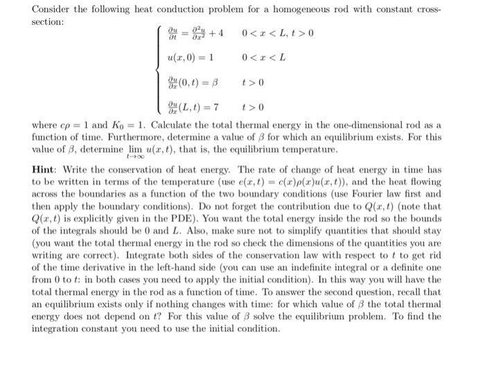 Solved Consider the following heat conduction problem for a | Chegg.com