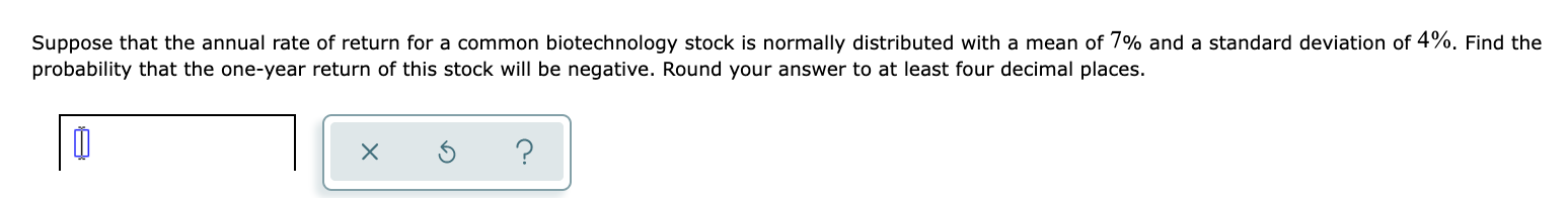 Solved Suppose That The Annual Rate Of Return For A Common Chegg Com