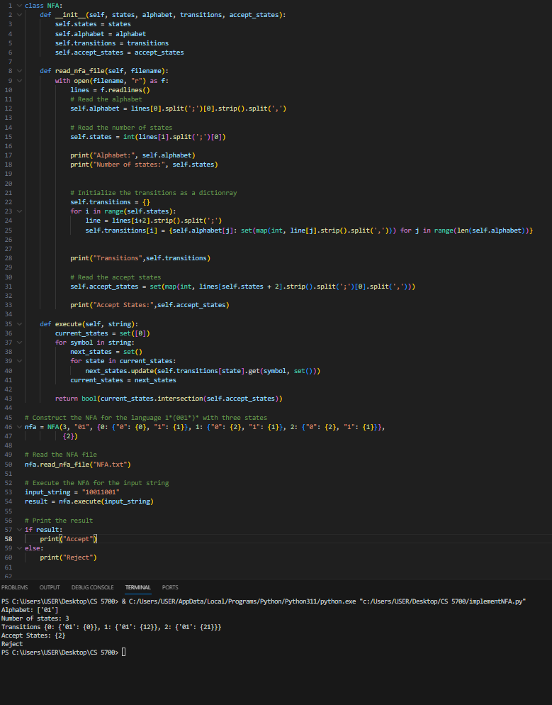 Solved NFA Python: Three string inputs would accept langauge | Chegg.com