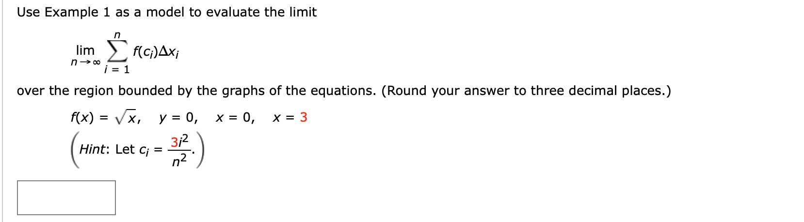 Solved Use Example 1 as a model to evaluate the limit n lim | Chegg.com