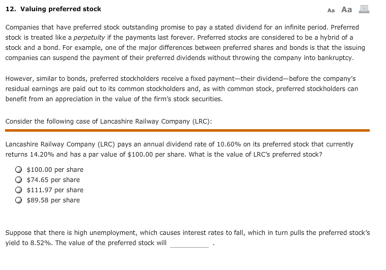 Solved 12. Valuing preferred stock Companies that have | Chegg.com