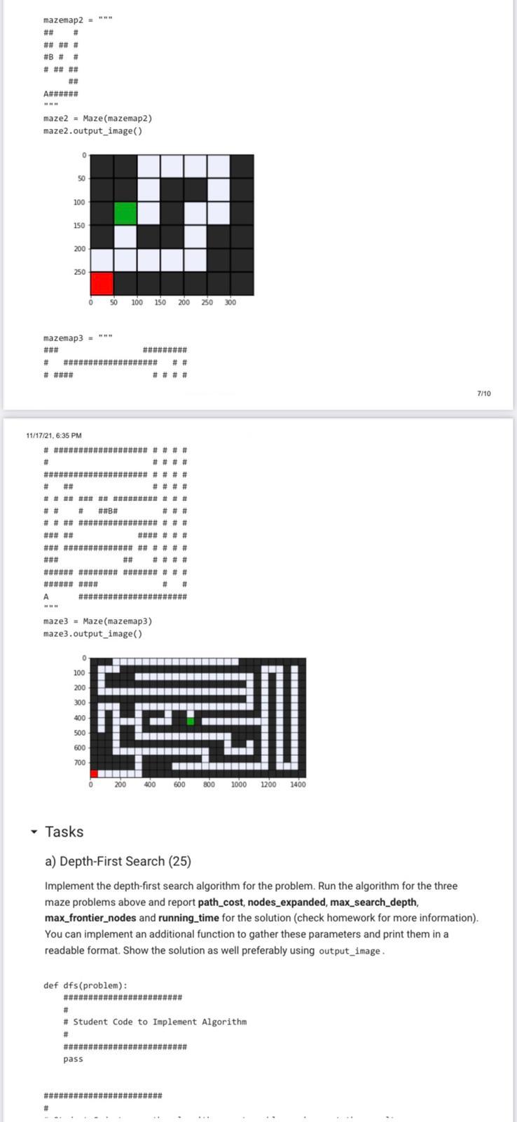 Solved PYTHON MAZE PROBLEM: DEEP-FIRST SEARCH The question | Chegg.com