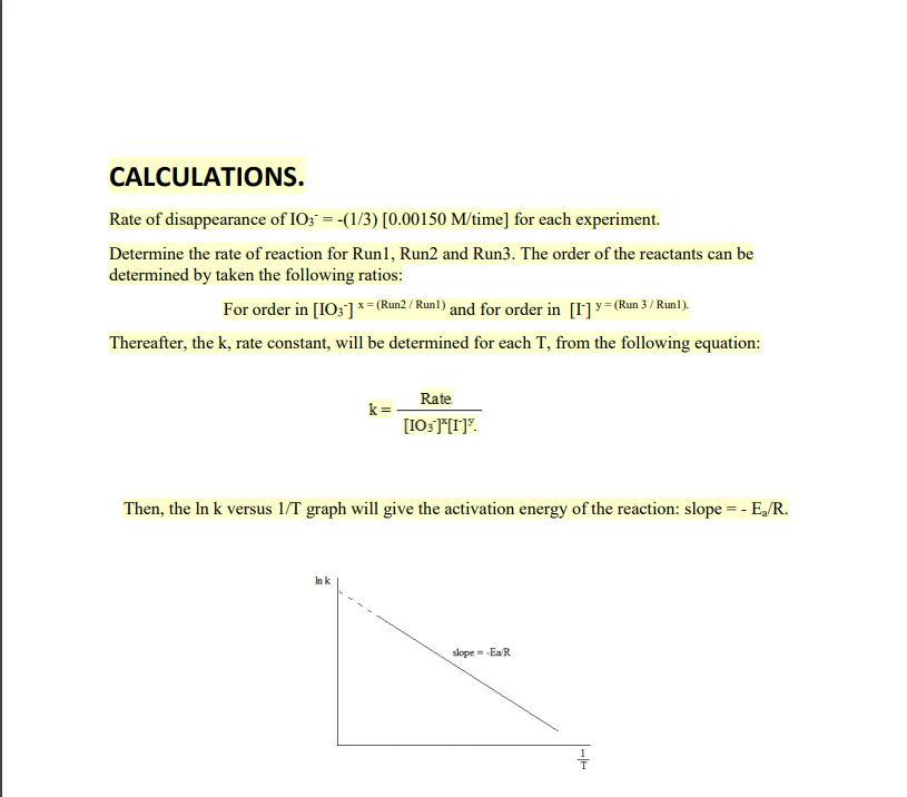 Solved This is my lab for Chemical Kinetics, kindly do the | Chegg.com