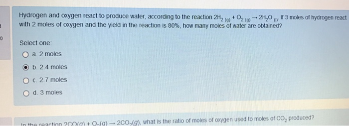 solved-hydrogen-and-oxygen-react-to-produce-water-according-chegg