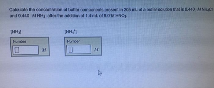Solved Calculate the concentration of buffer components | Chegg.com