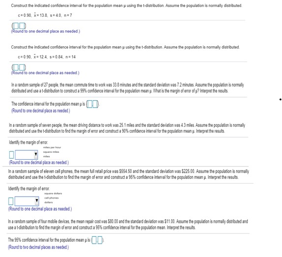 Solved Construct The Indicated Confidence Interval For The