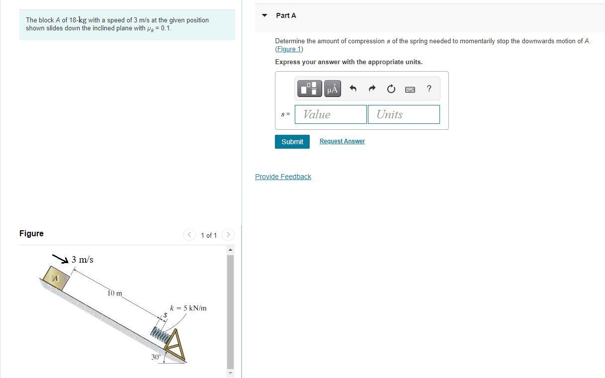 Solved Part A The Block A Of 18-kg With A Speed Of 3 M/s At | Chegg.com