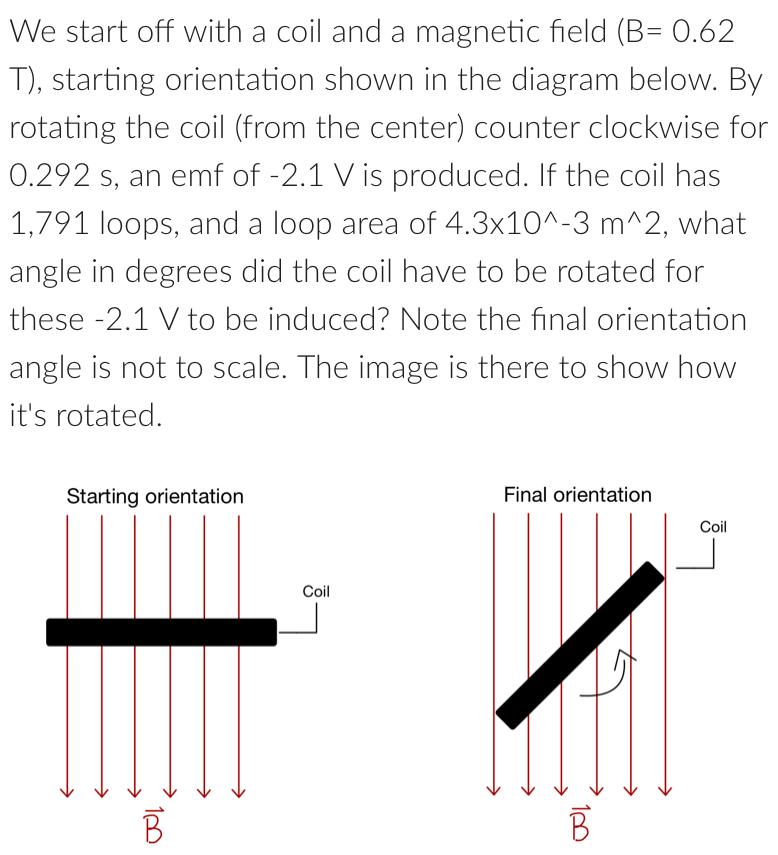 Solved We start off with a coil and a magnetic field (B=0.62 | Chegg.com