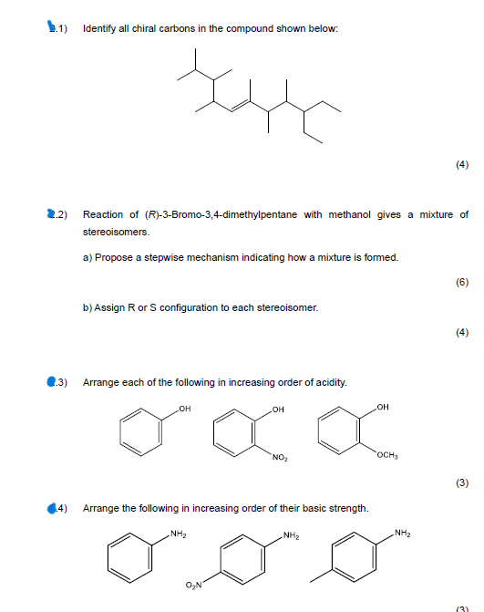 Solved b.1) Identify all chiral carbons in the compound | Chegg.com