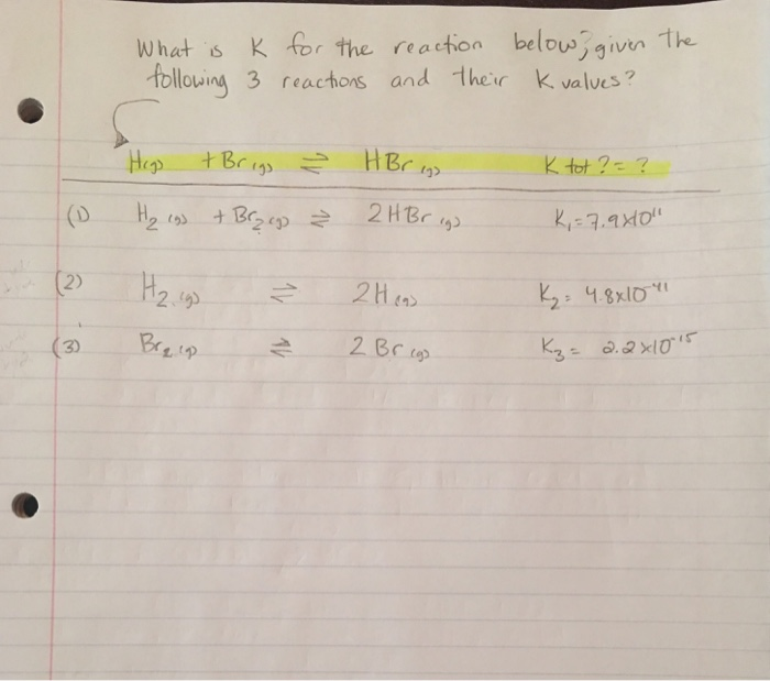 Solved What is K value for the reaction below, given the | Chegg.com