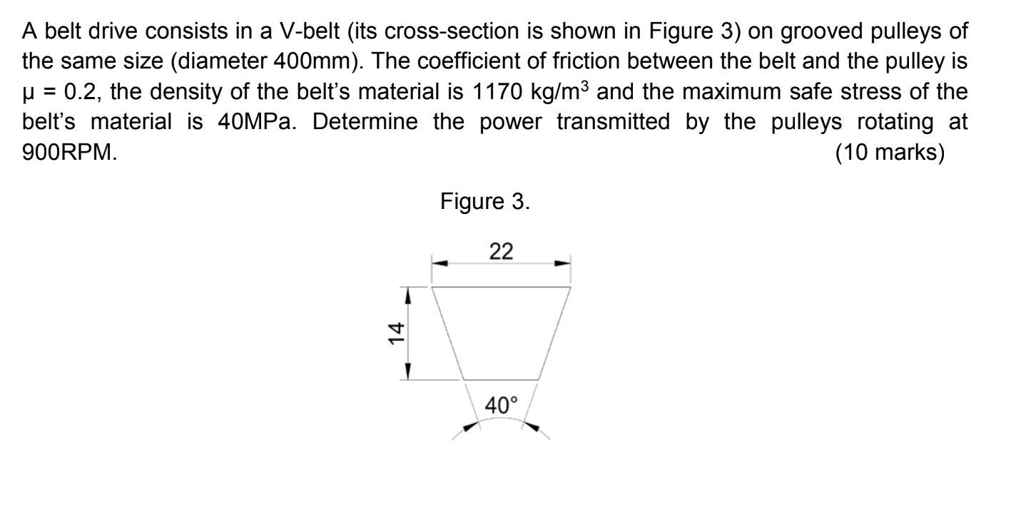 Solved A Belt Drive Consists In A V Belt Its Cross Section Chegg Solved A Belt Drive Consists In A V Belt Its Cross Section Chegg