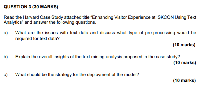 Solved QUESTION 3 (30 MARKS) Read the Harvard Case Study | Chegg.com