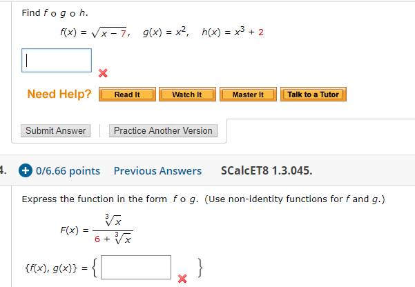 Solved Find F G H F X X 7 G X X2 H X X Chegg Com