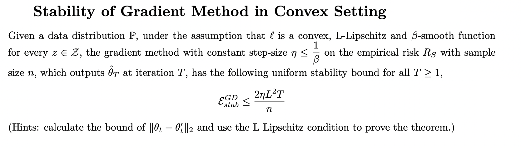 Solved Stability of Gradient Method in Convex Setting > | Chegg.com