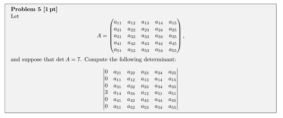 Problem 5 [1 pt] Let | Chegg.com