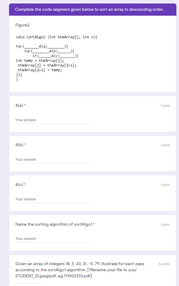 solved-complete-the-code-segment-given-below-to-sort-an-chegg