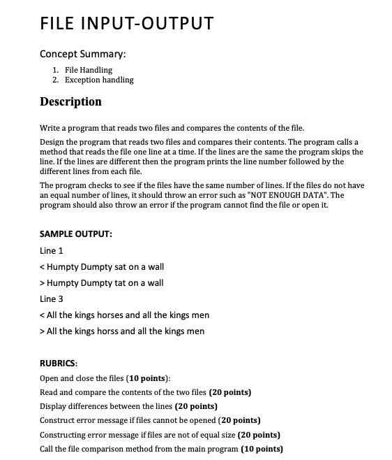 Solved FILE INPUT-OUTPUT Concept Summary: 1. File Handling | Chegg.com