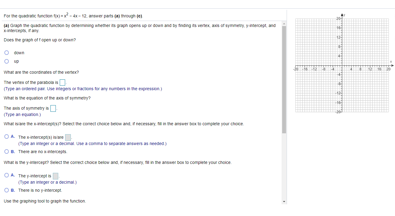 Solved For The Quadratic Function F X X2 4x 12 Answe Chegg Com