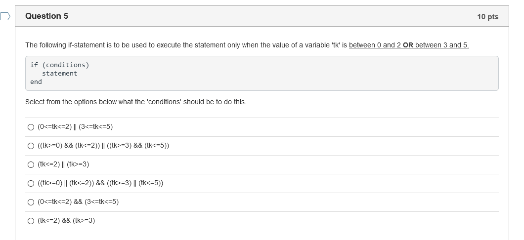 Solved Question 5 10 pts The following if-statement is to be | Chegg.com