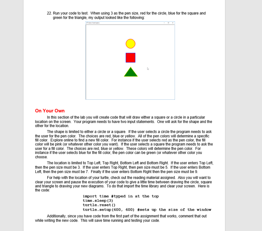 Solved Turtle Lab #2 General Directions In This Lab You Will | Chegg.com