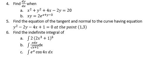 Solved 4 Dy Find When Dxe A X2 Y2 4x 2y B X Chegg Com