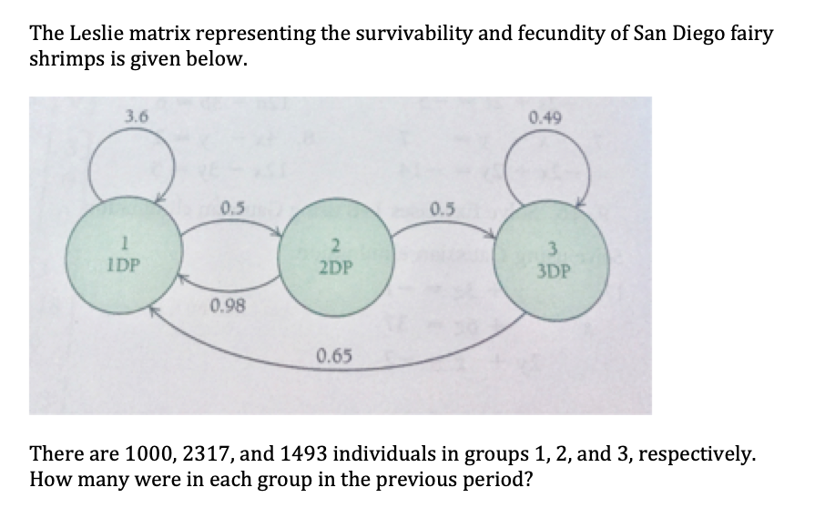 Solved The Leslie Matrix Representing The Survivability And | Chegg.com