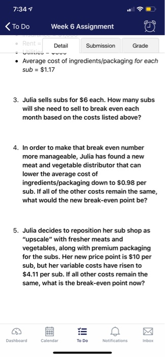 Solved 7:33 To Do Week 6 Assignment align) Detail Submission | Chegg.com