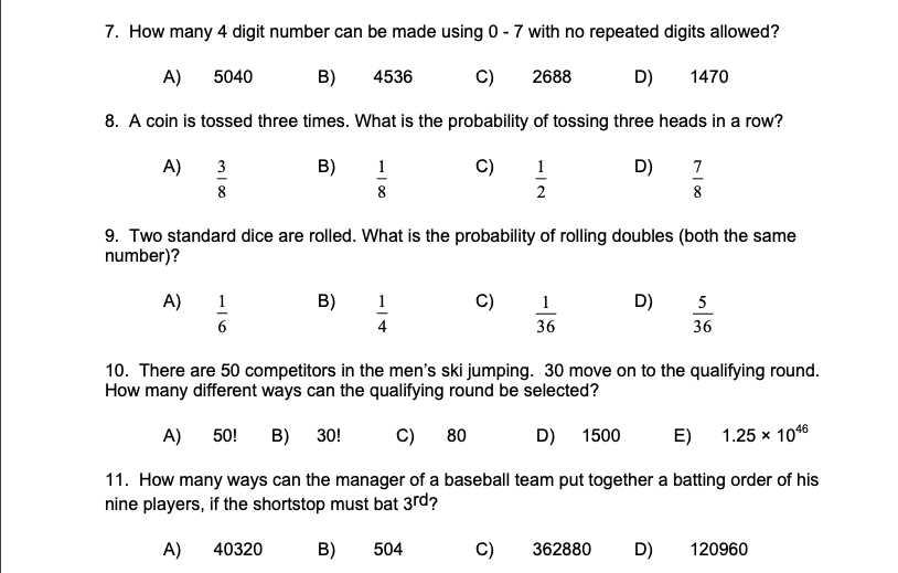 Solved 7. How many 4 digit number can be made using 0 - 7 | Chegg.com