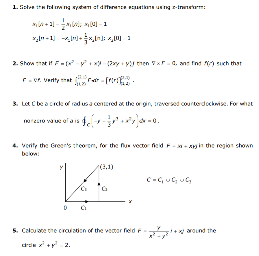 Solved Solve the following system of difference equations | Chegg.com