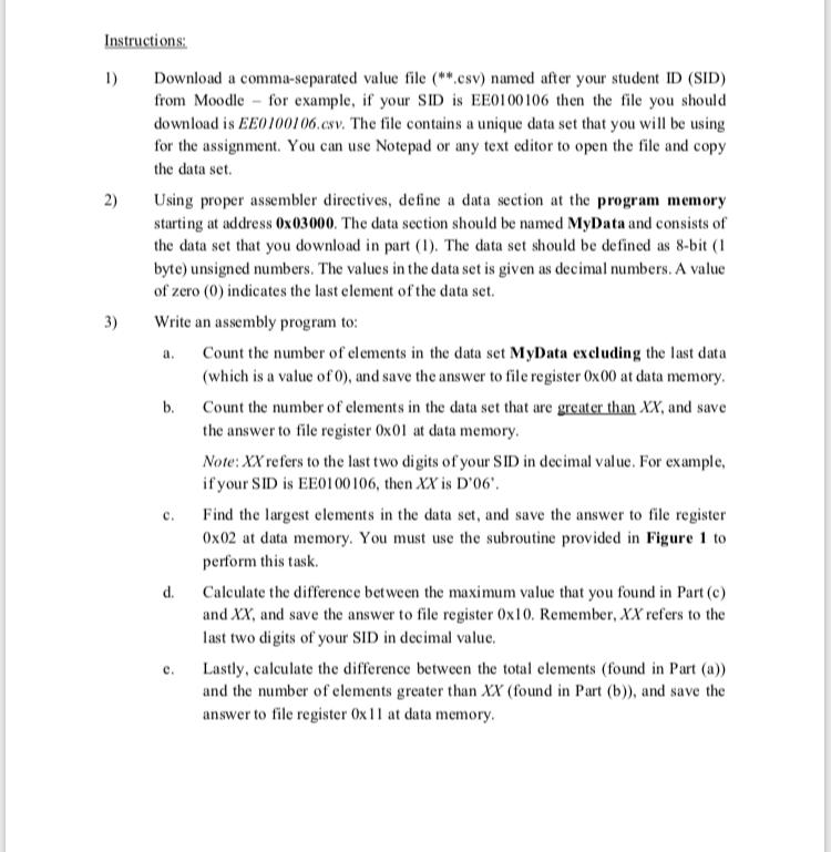 Instructions: 1) Download a comma-separated value | Chegg.com