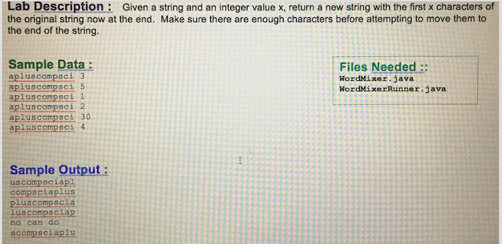 Solved Lab Description: Given a string and an integer value | Chegg.com
