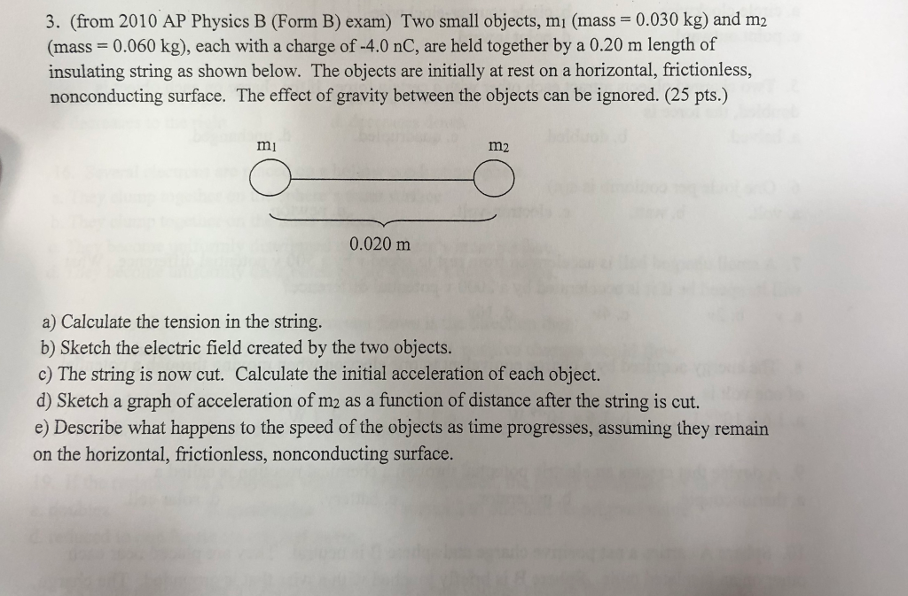 Solved 3. (from 2010 AP Physics B (Form B) exam) Two small | Chegg.com