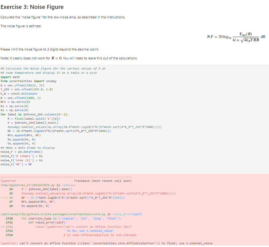 Solved Exercise 3: Noise Figure Calculate the "noise figure" | Chegg.com